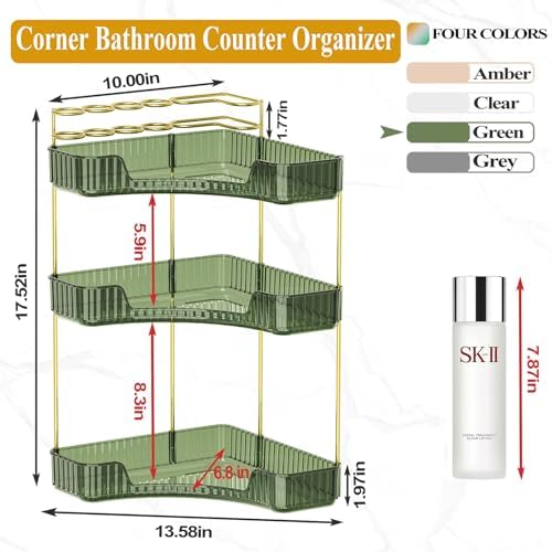SUNZOS 3-Tier Corner Bathroom Organizer