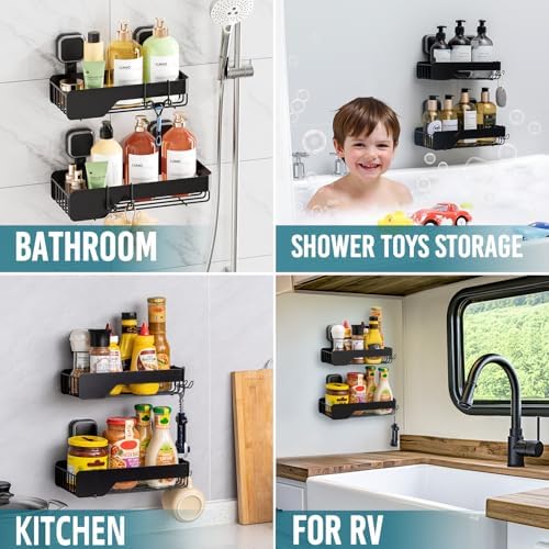 TAILI Shower Caddy 2 Pack Black Wall Mounted