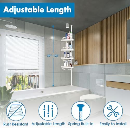 BsBsBest Corner Shower Organizer 4 Layer White