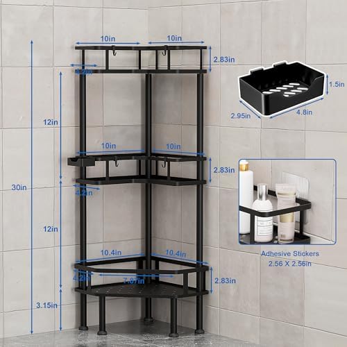 FJNATINH Corner Shower Caddy - 3 Tier Metal Organizer Stand for Bathroom