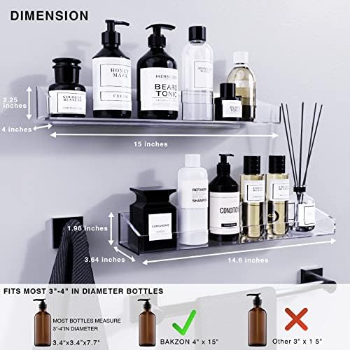 Bakzon Acrylic Shower Caddy 2 Pack Self Adhesive Wall Storage Organizer