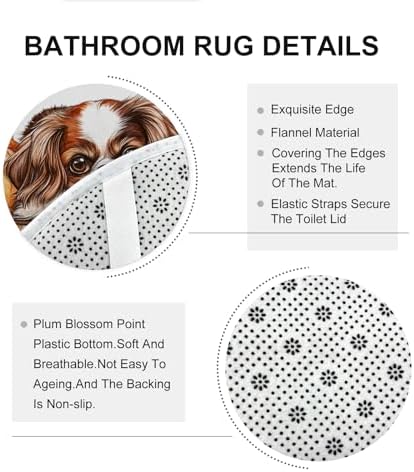 DESIHOM 4PCS Fall Japanese Chin Dog Shower Curtain Set with Non-Slip Rug and Toilet Lid Cover Mat