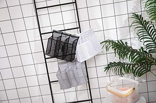ALYER Black Hanging Mesh Shower Caddy with Hooks