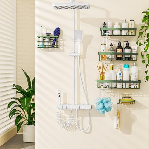 Moforoco 5 Pack Adhesive Shower Caddy Organizer Set 1