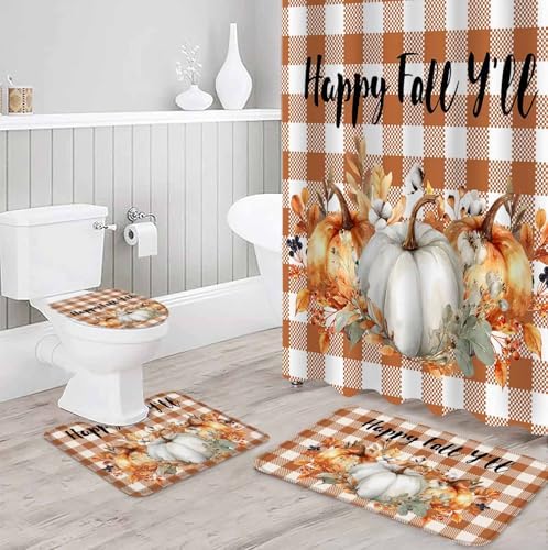 Happy Yall 4 Piece Shower Curtain Set with Rugs