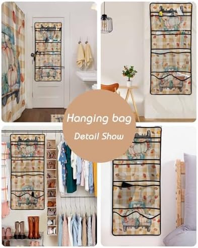 QueenKer Shower Curtain Set with Hanging Organizer