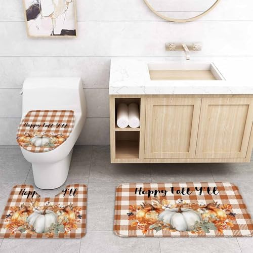 Happy Yall 4 Piece Shower Curtain Set with Rugs