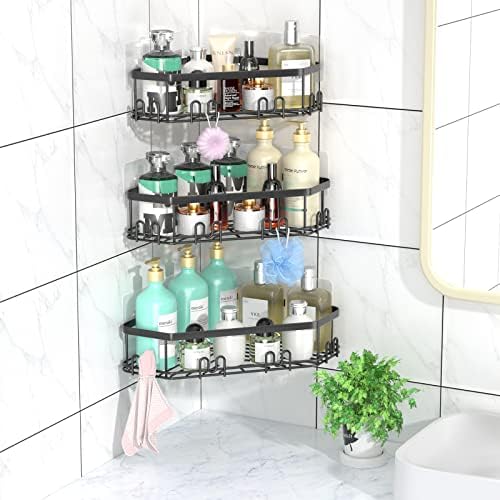 STEUGO Corner Shower Caddy 3 Pack Matte Black