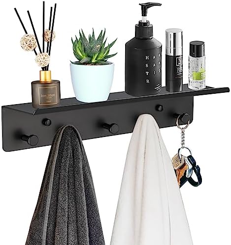SIMVE Rustproof Aluminum Towel Rack with 5 Hooks