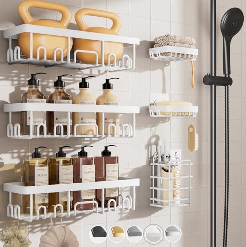 Veken 6-Pack Waterproof Shower Caddy with Soap Holder