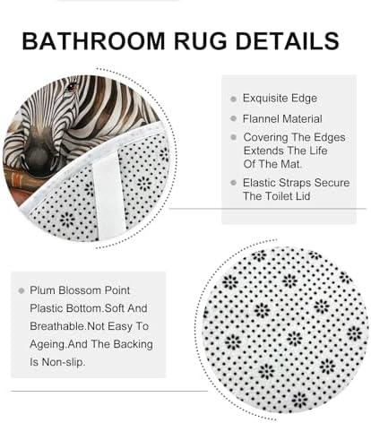 4PCS Fall Zebras Pumpkins Shower Curtain Set with Non-Slip Rug and Hooks