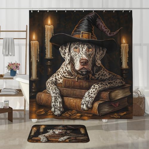 4PCS Halloween Witch Cat Halloween Leopard Dog Bathroom Set