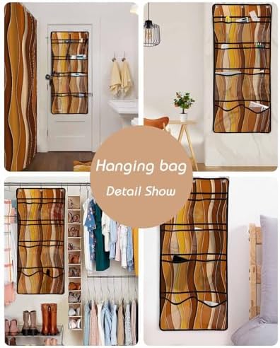 Modern Orange Gradient Shower Curtain with 10 Pocket Organizer Set