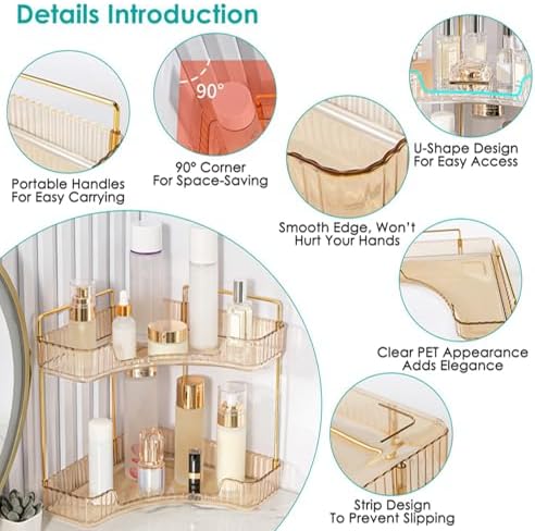 3 Tier Corner Bathroom Organizer with Handles Green
