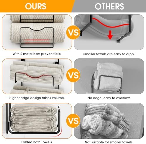 LIDTOP 6 Tier Towel Rack with Floating Shelves