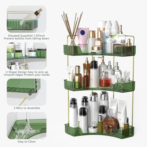 Webetop Corner Organizer Bathroom and Vanity Storage 90 Degree Design Clear Plastic Spacious Shelf