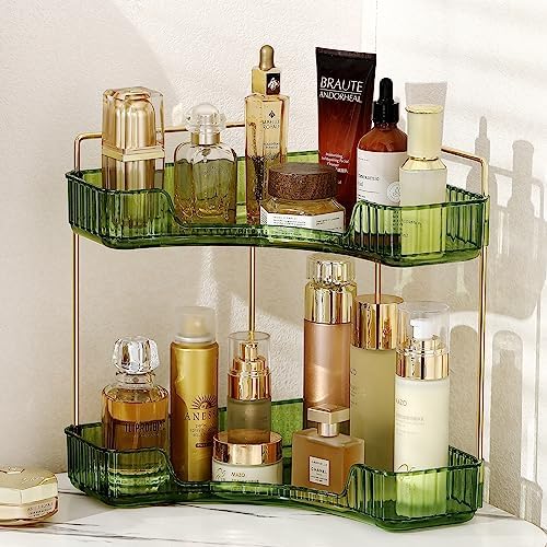 Weidace Corner Bathroom Counter Organizer 2 Tiers Green