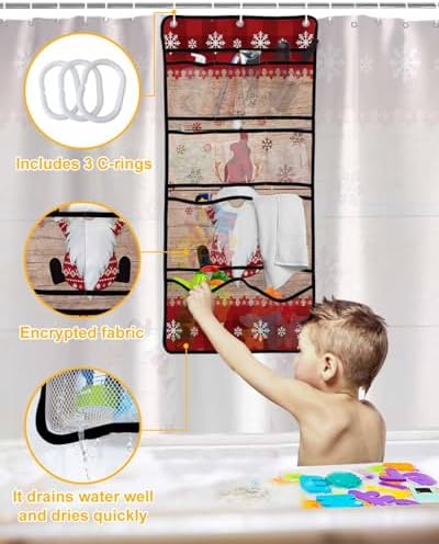 ZFUNCING Shower Curtain Set with 10 Pockets and Hooks 1