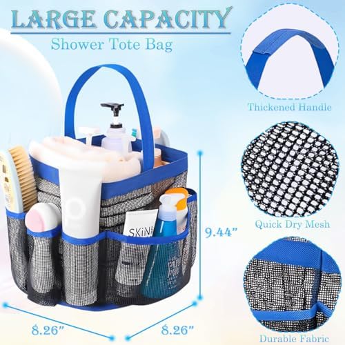 Dolrsrcm Mesh Shower Caddy Portable 8 Pocket Toiletry Bag