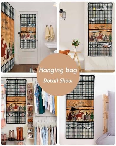 Western Cowboy Horse Shower Curtain with 10 Pockets Organizer Set