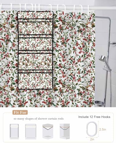 ZFUNCING Shower Curtain with Mesh Organizer and 10 Pockets
