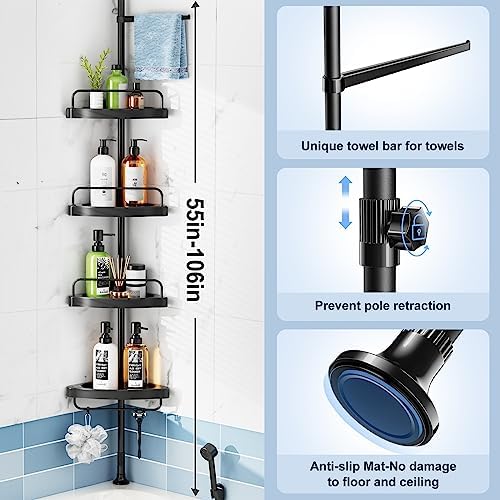 HAMITOR Corner Shower Caddy 4 Tier Shampoo Organizer