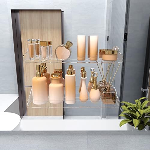 Acrylic Shower Shelves 2 Pack Clear Floating Wall Mount Storage Organizer