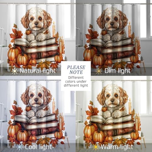 DESIHOM Fall Cavachon Dog Shower Curtain Set 62 Inch