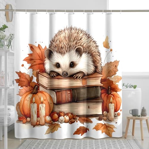 DESIHOM Fall Hedgehog Shower Curtain Set 72 Inch