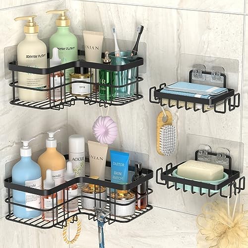 Yazoni Corner Shower Caddy 4-Pack Adhesive Shelves