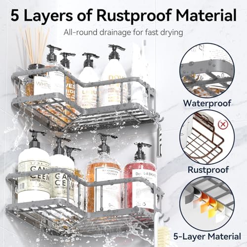 Yasonic Corner Shower Caddy Organizer 3-Pack Grey