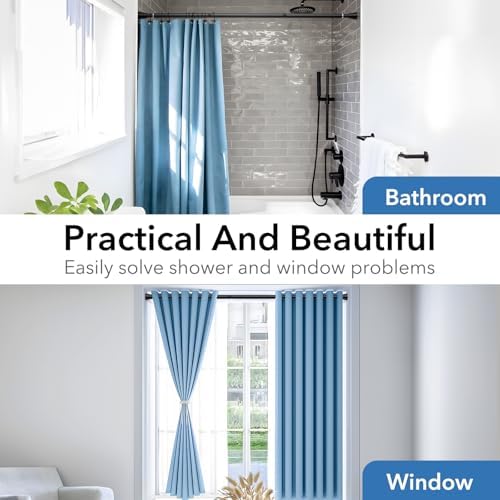 2 Pack 28-48 Inch Adjustable Stainless Steel Anti-Slip Shower Curtain Rods
