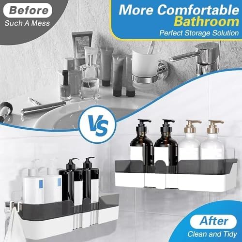 2-Pack Shower Caddy with Soap Dish and Hooks