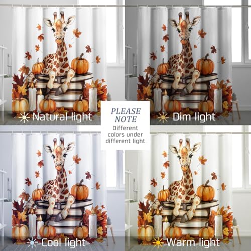 DESIHOM Fall Giraffe Pumpkins Shower Curtain Set