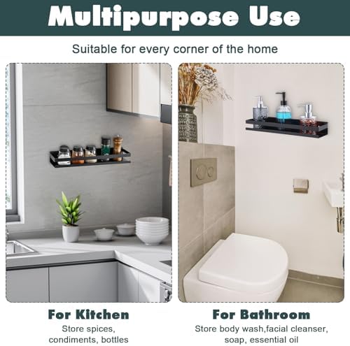 2 Pack Black Floating Shelves for Bathroom and Kitchen
