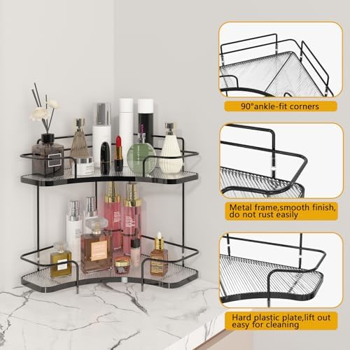 FOLLOWIN 2 Tier Bathroom Corner Organizer