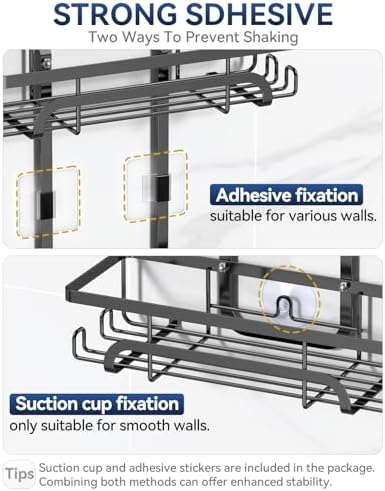 YASONIC Shower Caddy Hanging Organizer with 12 Hooks for Razors and Bath Supplies