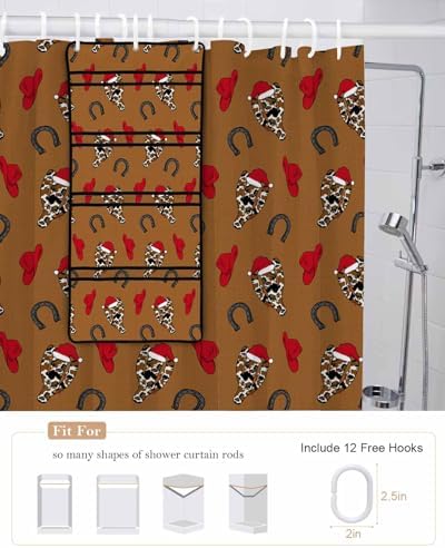 Shower Curtain with Mesh Organizer and Hooks