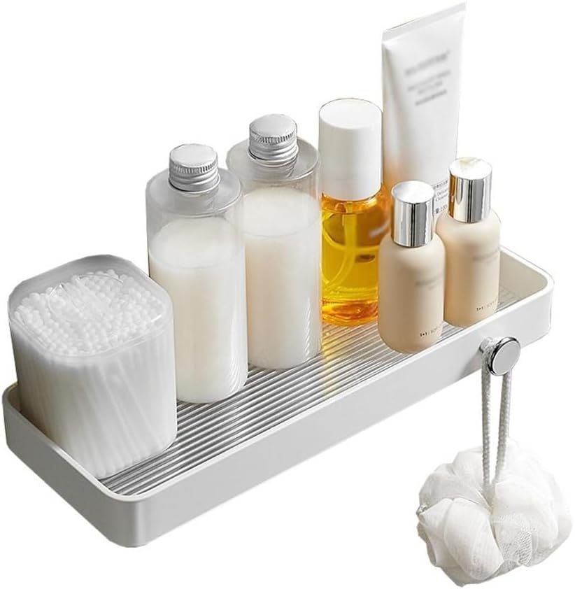 Acrylic Shower Caddy with Hook 30cm Floating Shelf for Bathroom Storage and Display