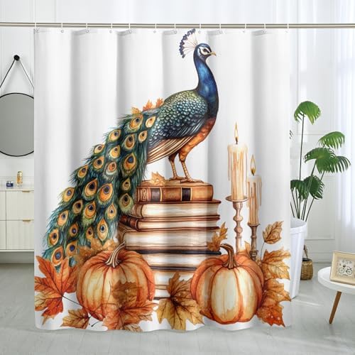 DESIHOM Fall Peacock Shower Curtain Set 78 Inch