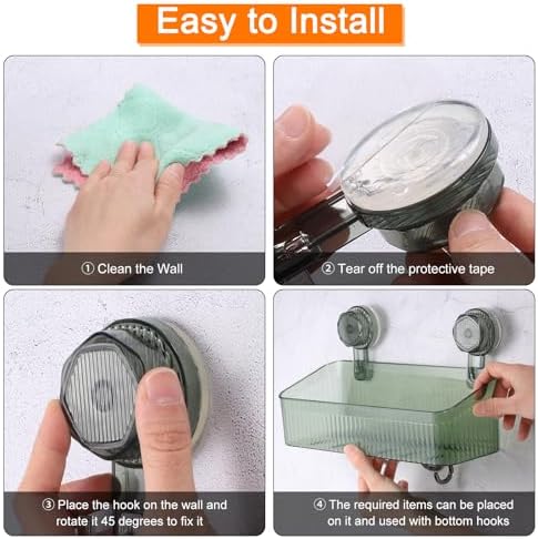 Uxcell Suction Cup Shower Caddy with Hooks Green