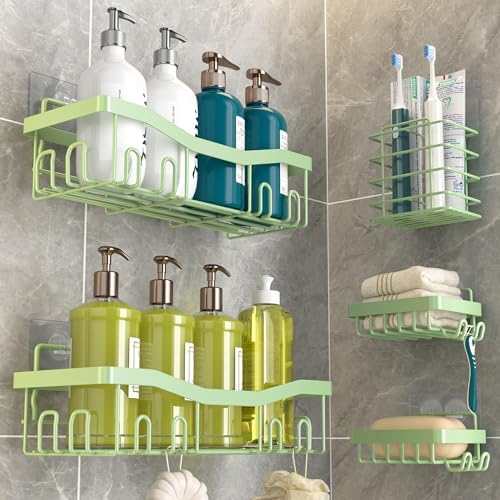 Youvip Adhesive Shower Caddy 5 Pack Set Green