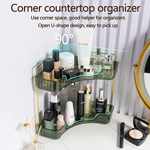 2-Tier Corner Bathroom Organizer Space-Saving Storage Shelf for Makeup and Toiletries