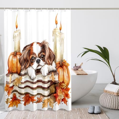 DESIHOM Fall Japanese Chin Dog Shower Curtain Set 72 Inch