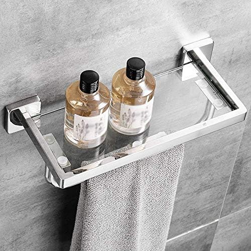 Bathroom Glass Shelf with 304 Stainless Steel Towel Bar