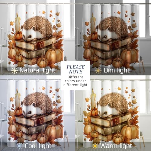 DESIHOM Autumn Hedgehog Shower Curtain Set - 62 Inch