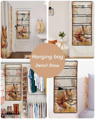 Shower Curtain with 10 Pockets and 3 Hooks