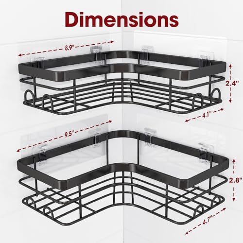 Sakugi Corner Shower Caddy 2 Pack Black X-Large