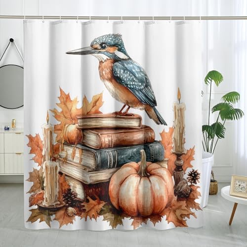 DESIHOM Fall Kingfishers Bird Shower Curtain Set 72 Inch
