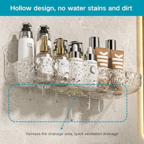 2 PCS Acrylic Wall Mounted Transparent Shelf for Bathroom and Kitchen